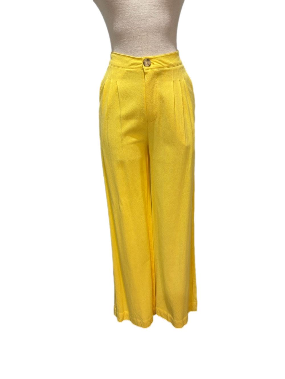 Every sz 0 bright yellow high rise wide leg pleated pants NWT